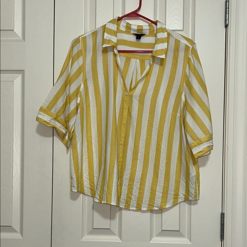 J. Crew Yellow and White Striped Button Down Shirt